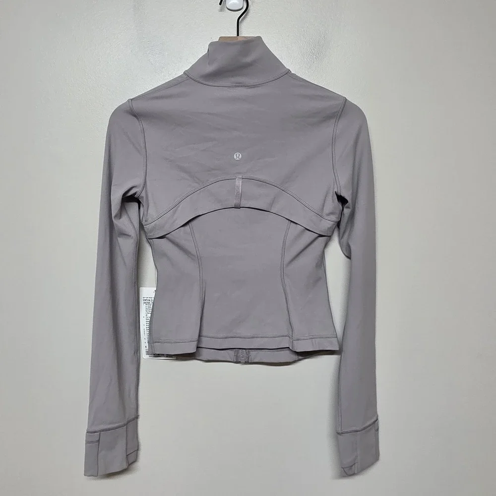 Lululemon Define Cropped Jacket Nulu Mauve Grey Sz 6 NWT Soft Thumbholes Gym - Picture 8 of 12